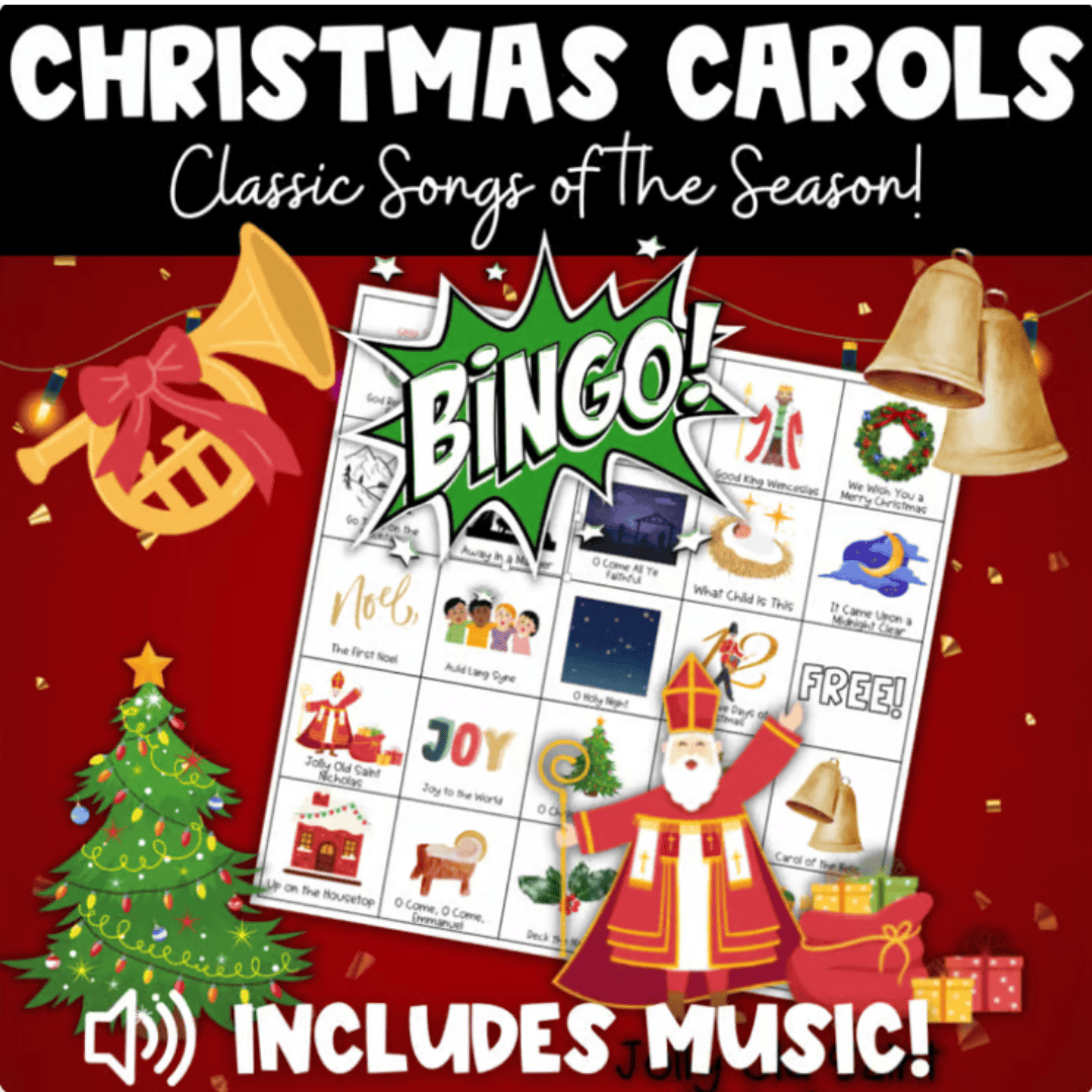 Christmas Activities Music Bingo Holiday Songs Listening Game