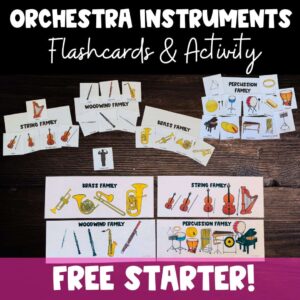Free Orchestra Instruments Flashcards & Sorting Activity