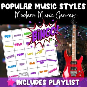 Music Styles Listening Activity – Elementary & Middle School (Bingo Game with Audio)