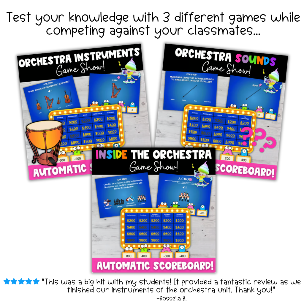 Orchestra Game Show Bundle | Instrument Listening, Sounds & Trivia - Image 3