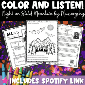 Night on Bald Mountain Listening Activity | Mussorgsky Composer Worksheets
