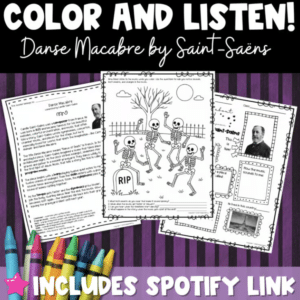 Danse Macabre Listening Activity | Saint-Saëns Composer Music Worksheets