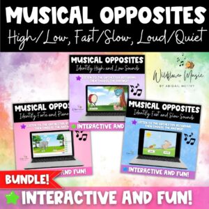 Music opposites games for elementary music featuring fast slow high low loud and quiet listening activities